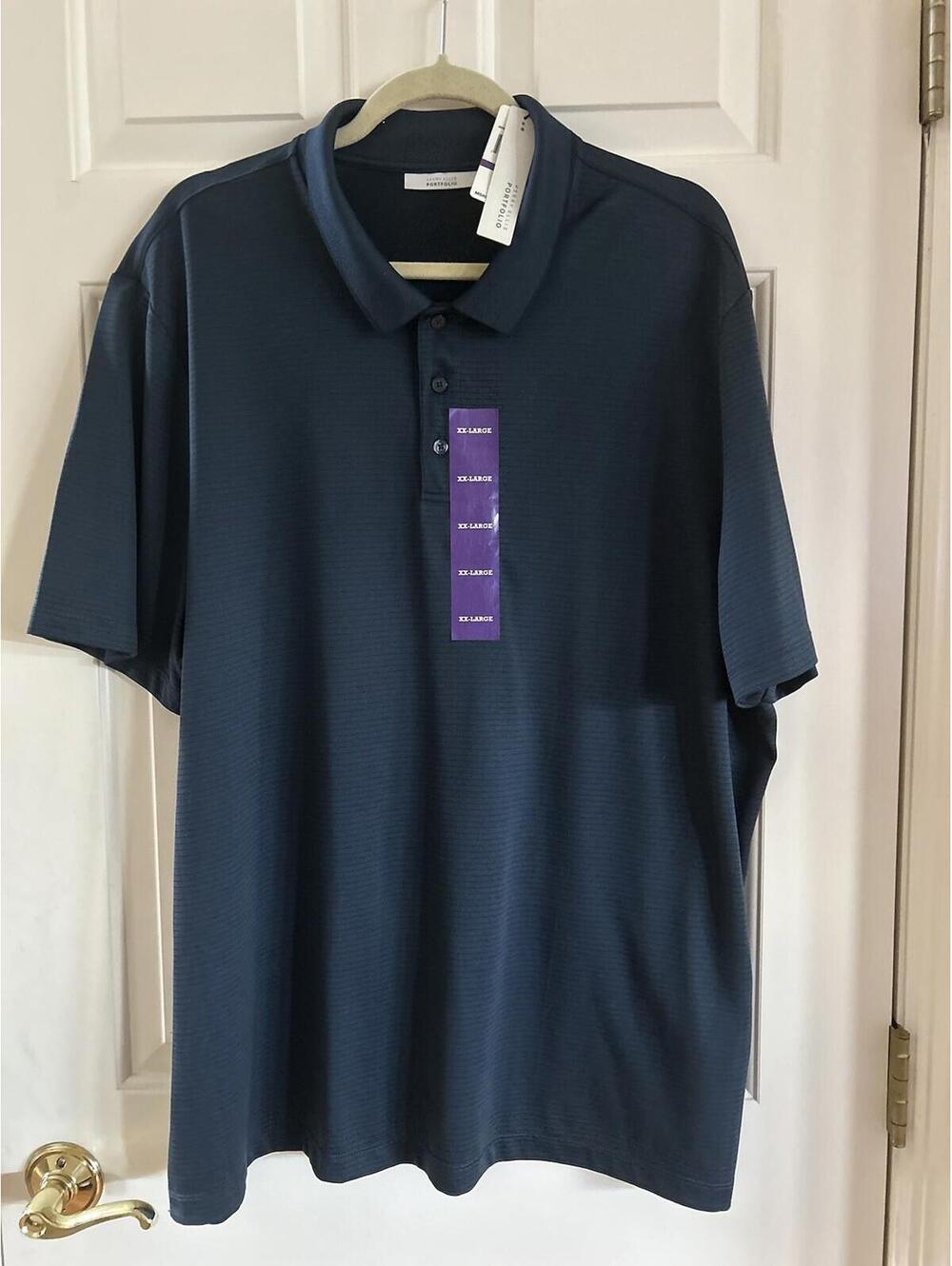 Perry Ellis Portfolio Golf Shirt Mens XXL Navy Blue Polo Shirt New